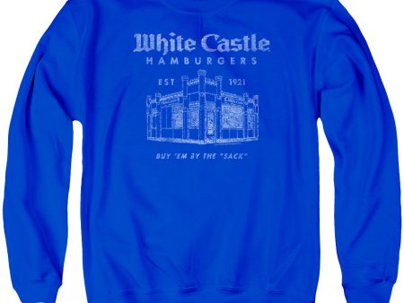 WHITE CASTLE : BY THE SACK ADULT CREW SWEAT Royal Blue LG For Sale