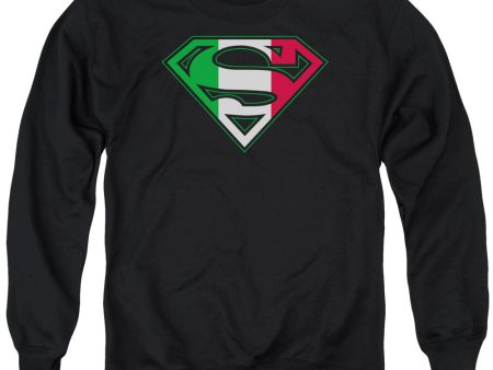 SUPERMAN : ITALIAN SHIELD ADULT CREW NECK SWEATSHIRT BLACK XL Online now