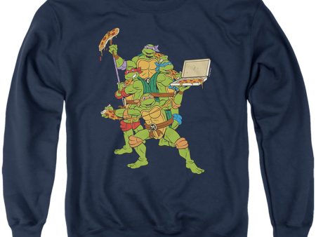 TEENAGE MUTANT NINJA TURTLES : PIZZA PARTY ADULT CREW SWEAT Navy 3X Sale