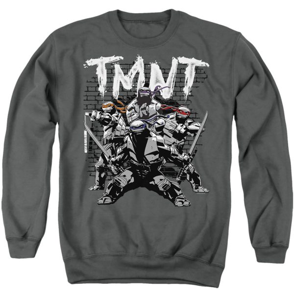 TEENAGE MUTANT NINJA TURTLES : TMNT TEAM ADULT CREW SWEAT Charcoal 3X on Sale