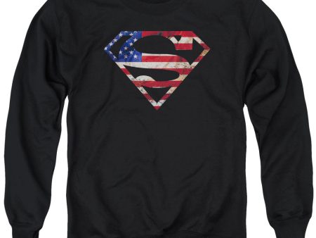 SUPERMAN : SUPER PATRIOT ADULT CREW SWEAT BLACK 3X Online Sale