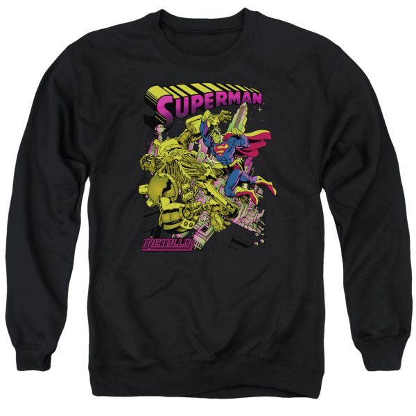 SUPERMAN : VERSUS METALLO BLACKLIGHT ADULT CREW NECK SWEATSHIRT BLACK XL Online Hot Sale