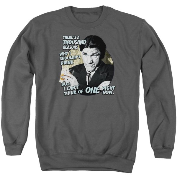 THREE STOOGES : DRINK ADULT CREW NECK SWEATSHIRT CHARCOAL MD Sale